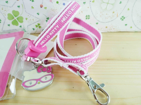 【震撼精品百貨】Hello Kitty 凱蒂貓~KITTY證件套附繩-眼鏡圖案-粉色 product thumbnail 6