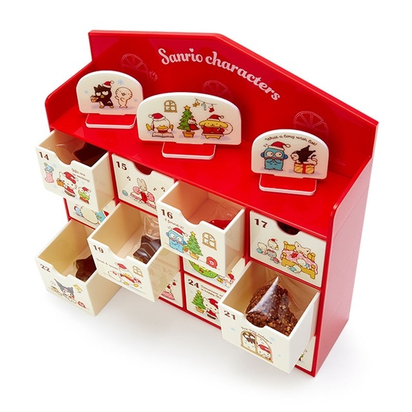 小禮堂 Sanrio大集合 屋型日期多格抽屜盒 (紅 聖誕系列) 4550337-779224