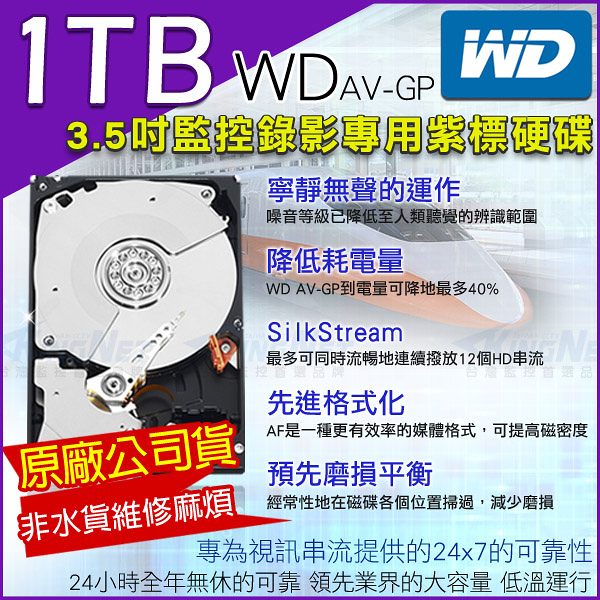 監視器周邊 KINGNET WD 紫標 1TB 1T 3.5吋 監控硬碟 SATA 低耗電 24小時錄影超耐用