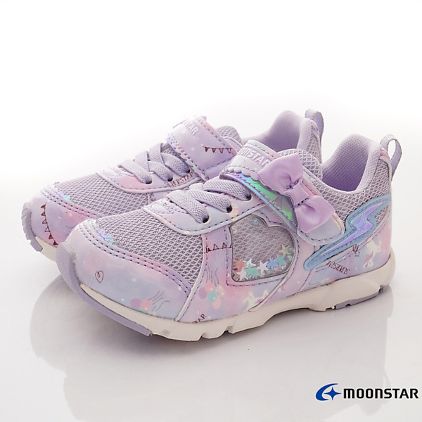 日本月星Moonstar機能童鞋閃電競速衝刺系列寬楦夢幻運動鞋款10601紫(中大童段)
