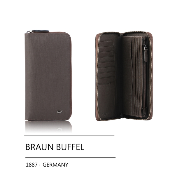 【全新品公司貨】BRAUN BUFFEL 真皮全開拉鍊長夾 黑/藍/咖【寧寧小舖/台中30年老店】BF378-601-1 product thumbnail 3