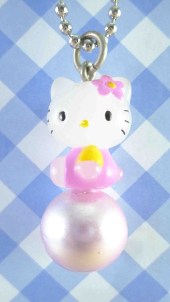 【震撼精品百貨】Hello Kitty 凱蒂貓~KITTY鈴鐺鑰匙圈-側坐(粉球)