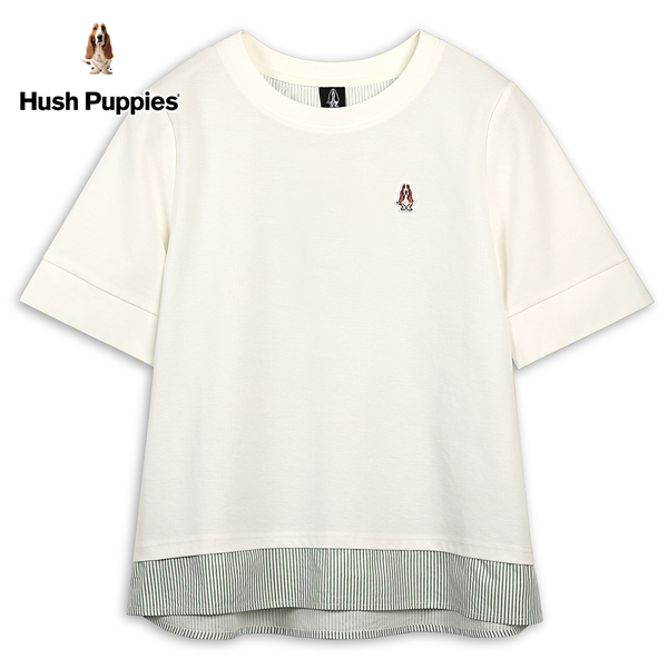 Hush Puppies 上衣 女裝知性條紋拼接假兩件上衣