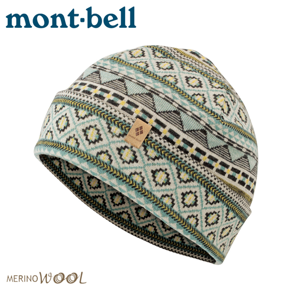 【Mont-Bell 日本 Merino Wool Jacquard Warm保暖提花帽《淺綠》】1118236/羊毛帽/針織帽
