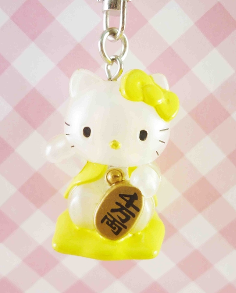 【震撼精品百貨】Hello Kitty 凱蒂貓~KITTY鎖圈-招財KITTY-黃