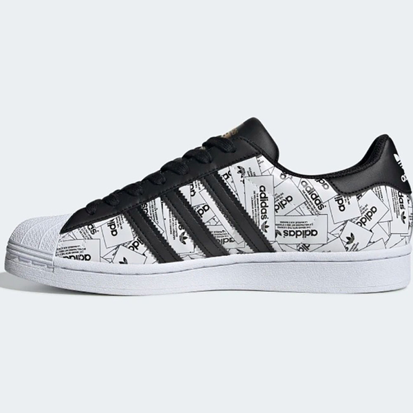 ADIDAS SUPERSTAR 男鞋 休閒 經典 滿版LOGO 反光 貝殼頭 金標 白 黑【運動世界】FV2819 product thumbnail 2