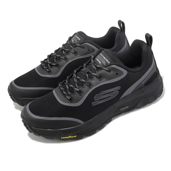 SKECHERS Arch Fit Skip Tracer 男鞋 黑 防潑水 避震 固特異橡膠大底 戶外 健走 237510BBK【KAORACER】