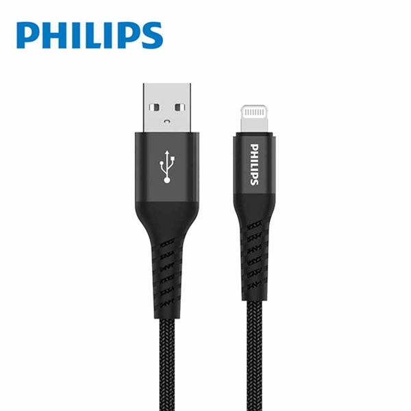 PHILIPS 飛利浦 125cm MFI lightning手機充電線 DLC4550V/黑