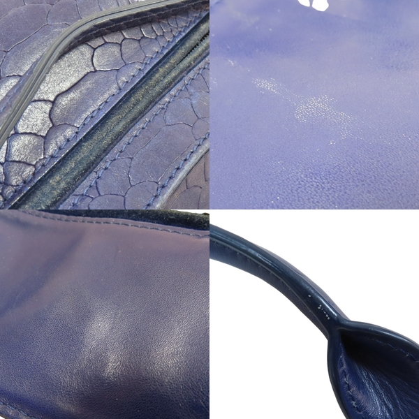 【二手名牌BRAND OFF】LONGCHAMP 瓏驤 藍色 牛皮 蛇皮壓紋 兩用包 product thumbnail 8