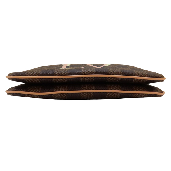 【二手名牌BRAND OFF】LOUIS VUITTON 路易威登 棕色 棋盤格 PVC塗層帆布 Double Zip Pochette 肩背包 N60254 product thumbnail 4