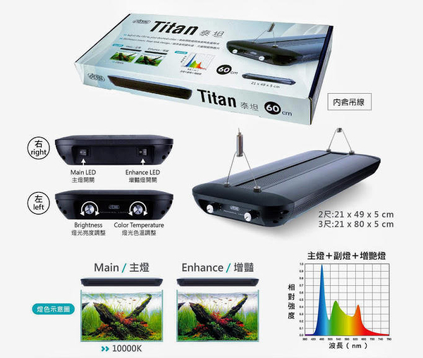 {台中水族} ISTA 伊士達 Titan 泰坦可調光水草造景吊燈2尺 全光譜LED燈具 高演色