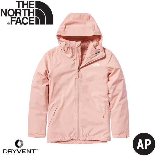 【The North Face 女 DryVent防水兩件式化纖外套AP《淺粉》】5B1X/防水外套/防風外套