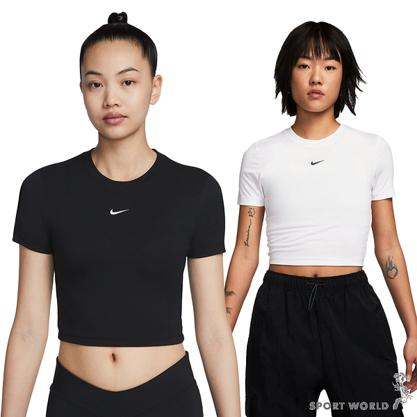 【下殺】Nike 女裝 短袖上衣 短版 合身 黑/白【運動世界】FB2874-010/FB2874-100