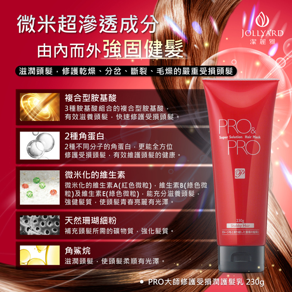 【Jollyard 潔麗雅】PRO 大師修護受損 (洗髮精300ml +潤護髮乳230g) product thumbnail 8