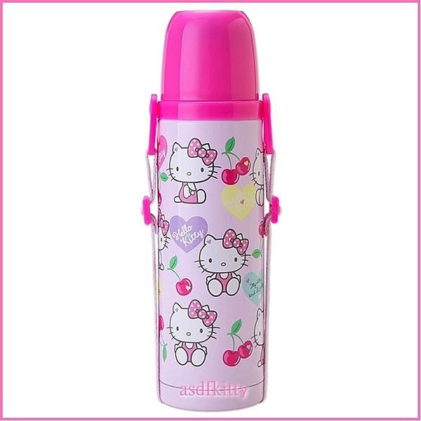 asdfkitty*kitty草莓櫻桃保溫保冷不鏽鋼水壺/保溫瓶-500ml-日本正版商品