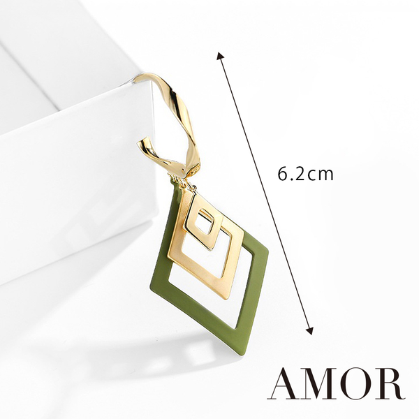 AQ 歐美系鏤空幾何質感綠耳環/配飾(AMOR Quenby) product thumbnail 7