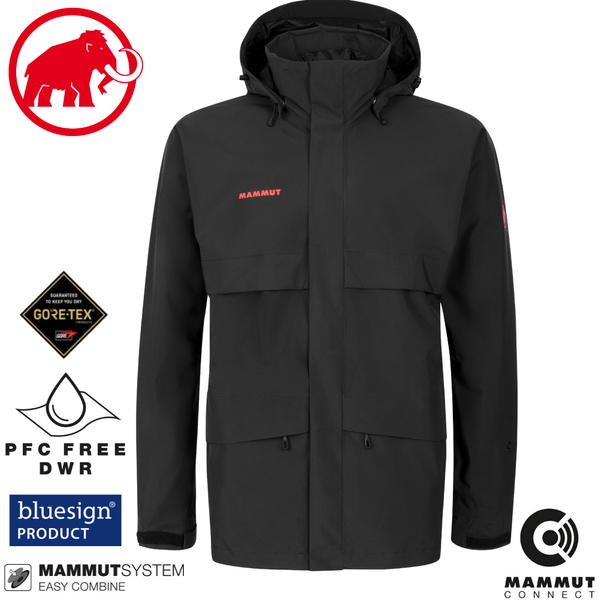 【MAMMUT 長毛象 男 Heritage HS Hooded Gore-tex防水外套《黑》】1010-27720/防風外套