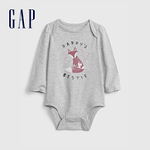 Gap嬰兒 布萊納系列 純棉印花包屁衣 733944-灰色