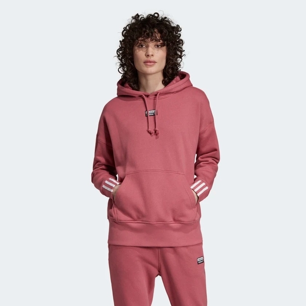 ADIDAS R.Y.V. HOODIE 女裝 長袖 連帽 休閒 寬版 袋鼠口袋 棉質 粉【運動世界】EJ8565 product thumbnail 2