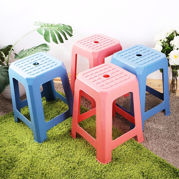 HOUSE【005120】CH00045--大四方椅-粉、藍兩色可選【10入】塑膠椅/板凳