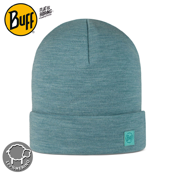 【BUFF 西班牙 耐寒-500gsm美麗諾羊毛精靈帽《粉藍水漾》】111170/針織帽/毛帽/休閒帽