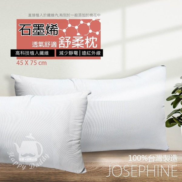 JOSEPHINE約瑟芬 石墨烯恆溫透氣舒柔枕頭(45x75cm) 台灣製造 8463 product thumbnail 2