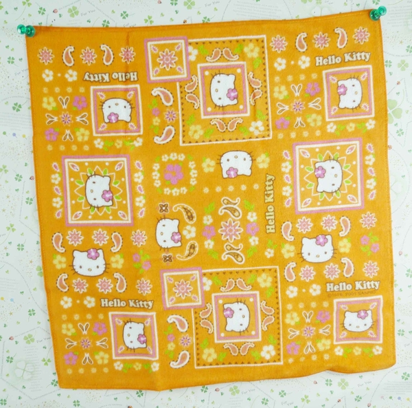 【震撼精品百貨】Hello Kitty 凱蒂貓~方巾/毛巾-橘色花朵