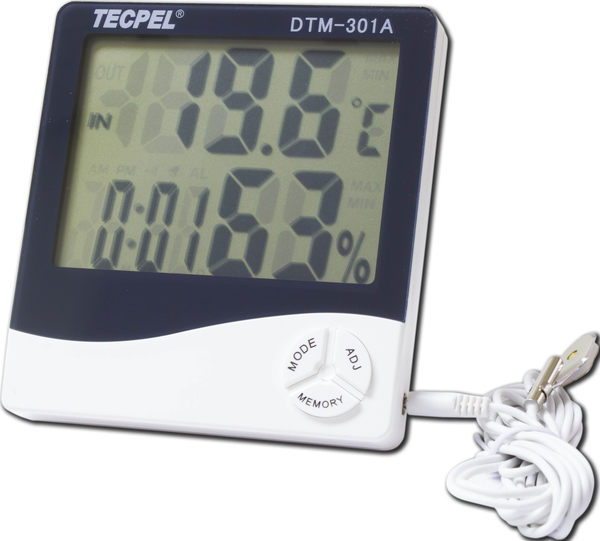 泰菱電子◆室內外二用大字幕溫濕度計/時鐘/鬧鐘DTM-301A TECPEL