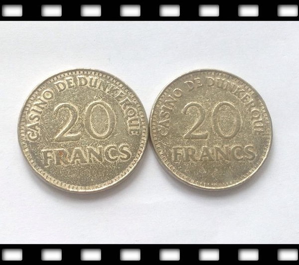 古玩收藏~法國敦刻爾克港20法郎銅鎳幣.賭場TOKEN幣.30mm