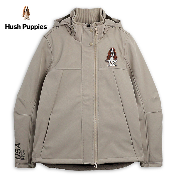 Hush Puppies 外套 男裝雙向拉鍊帽可拆刺繡狗防風外套