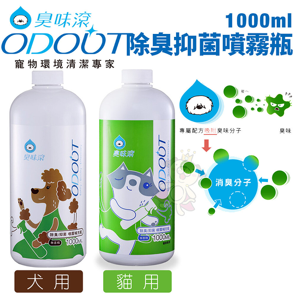 ODOUT 臭味滾 寵物除臭 除臭抑菌噴霧1000ml 犬貓用 環境除臭 居家清潔 寵物清潔『寵喵樂旗艦店』