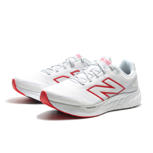 NEW BALANCE 慢跑鞋 FRESH FOAM 全白紅 2E寬楦 運動 男 M680LC8