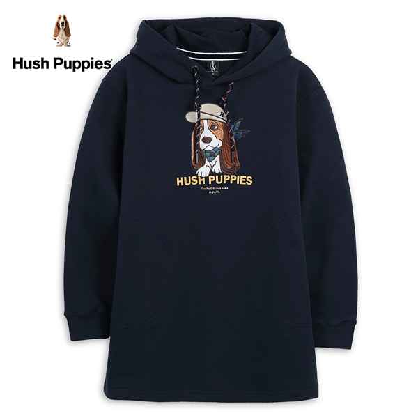 Hush Puppies 帽T 女裝繡花貼布領巾狗長版帽T product thumbnail 3