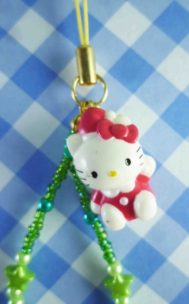 【震撼精品百貨】Hello Kitty 凱蒂貓~限定版手機吊飾-聖誕綠戴帽