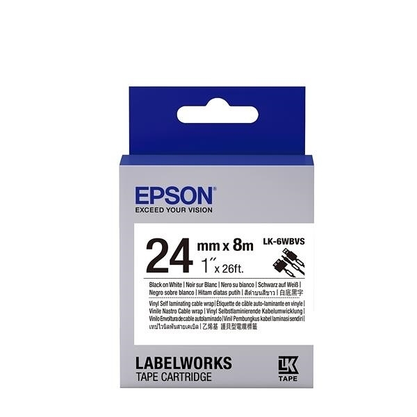 EPSON LK-6WBVS 原廠標籤帶(線材24mm )黑字 C53S656419