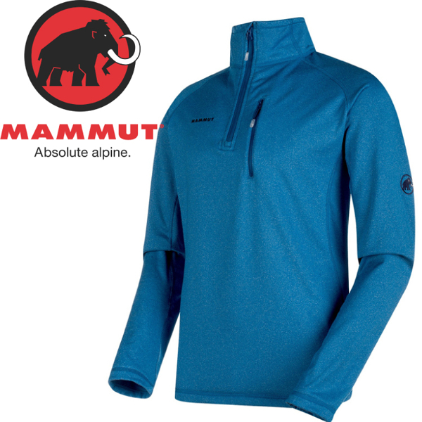 【MAMMUT 男Runbold刷毛半門襟 立領上衣《群青藍》】01600/保暖上衣