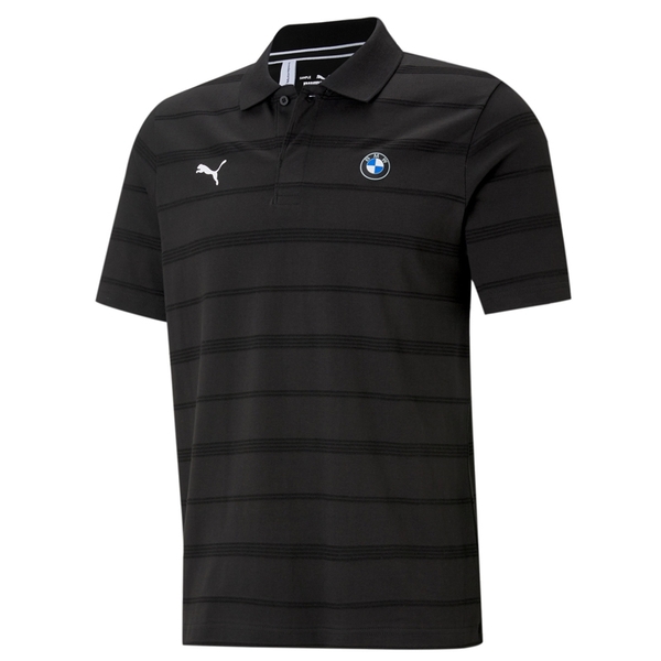Puma BMW 黑色 男款 短袖 POLO衫 上衣 運動 高爾夫 排汗 棉質 透氣 條紋 polo衫 59952401