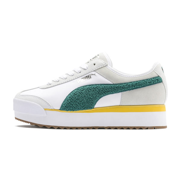 Puma Roma 白色 女 運動鞋 復古足球運動鞋 厚底 增高 毛絨立體 logo 休閒鞋 37094704