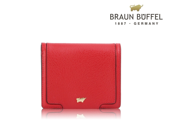 【全新品公司貨】BRAUN BUFFEL SUPERSTAR紅色可放零錢短夾【寧寧小舖/台中30年老店】BF674-401-1