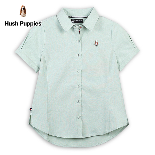 Hush Puppies 襯衫 女裝素色開襟小拋袖短袖襯衫