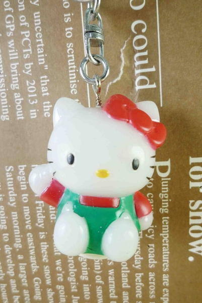 【震撼精品百貨】Hello Kitty 凱蒂貓~鎖圈-造綠坐