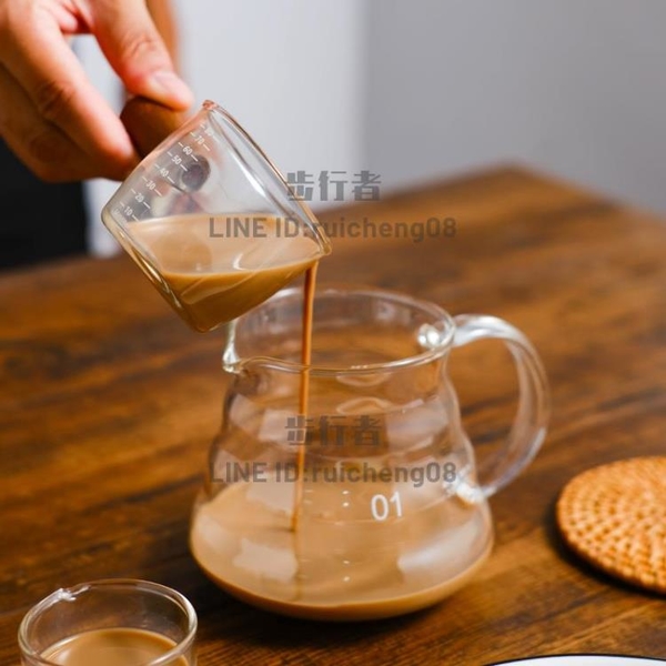 手柄玻璃奶盅意式濃縮咖啡杯帶刻度萃取盎司量杯迷你拿鐵杯【步行者戶外生活館】