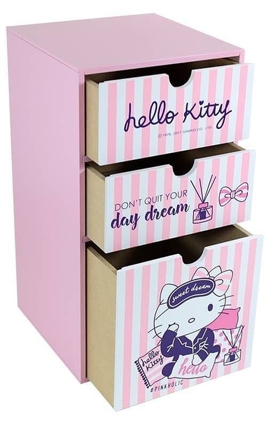 【震撼精品百貨】Hello Kitty_凱蒂貓~HELLO KITTY粉紅直式三抽櫃-睡覺*38726