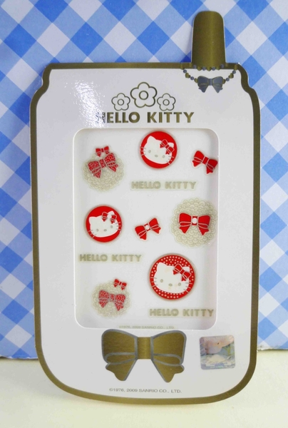 【震撼精品百貨】Hello Kitty 凱蒂貓~KITTY立體鋁鑽貼紙-紅蝴蝶結