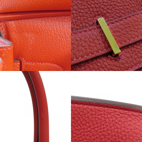 【二手名牌BRAND OFF】HERMES 愛馬仕 蕃茄紅色 牛皮 Birkin 30 柏金包 金扣 □Q刻 product thumbnail 10