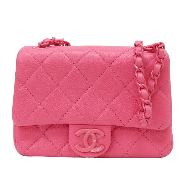 【二手名牌BRAND OFF】CHANEL 香奈兒 桃紅色 牛皮 Mini Incognito Square Flap 單肩包