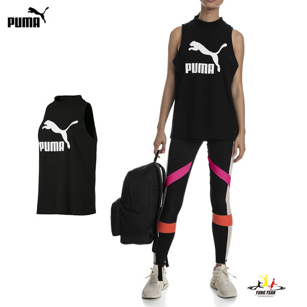 Puma Classics 女 黑 短袖背心 運動背心 無袖 棉質 透氣 慢跑 健身 瑜珈 背心 57800501