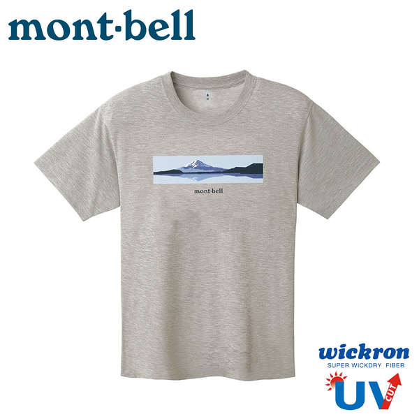 【Mont-Bell 日本 WIC.T FUJI富士山短袖排汗T《淺灰》】1114744/登山/排汗衣/短T/戶外