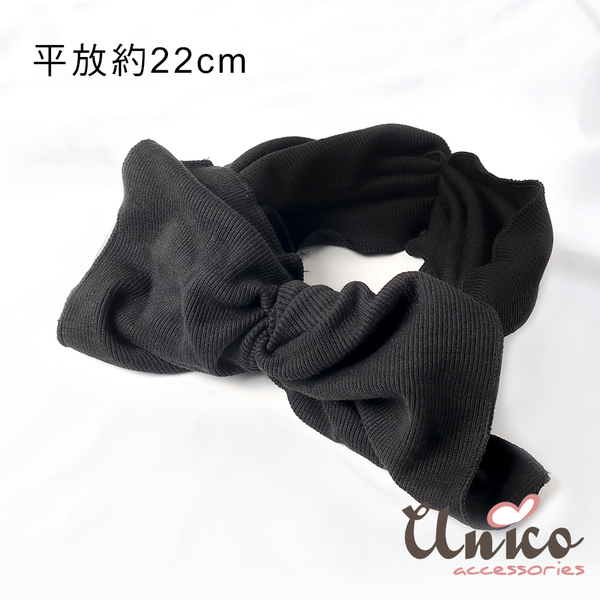 UNICO 韓國同步流行超大蝴蝶結針織髮帶-黑色 product thumbnail 6