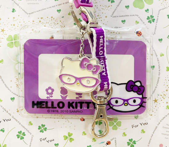 【震撼精品百貨】Hello Kitty 凱蒂貓~KITTY日本SANRIO三麗鷗~證件套附繩-眼鏡紫*09143